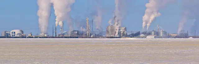 Yara fertilizer plant across snowy fields